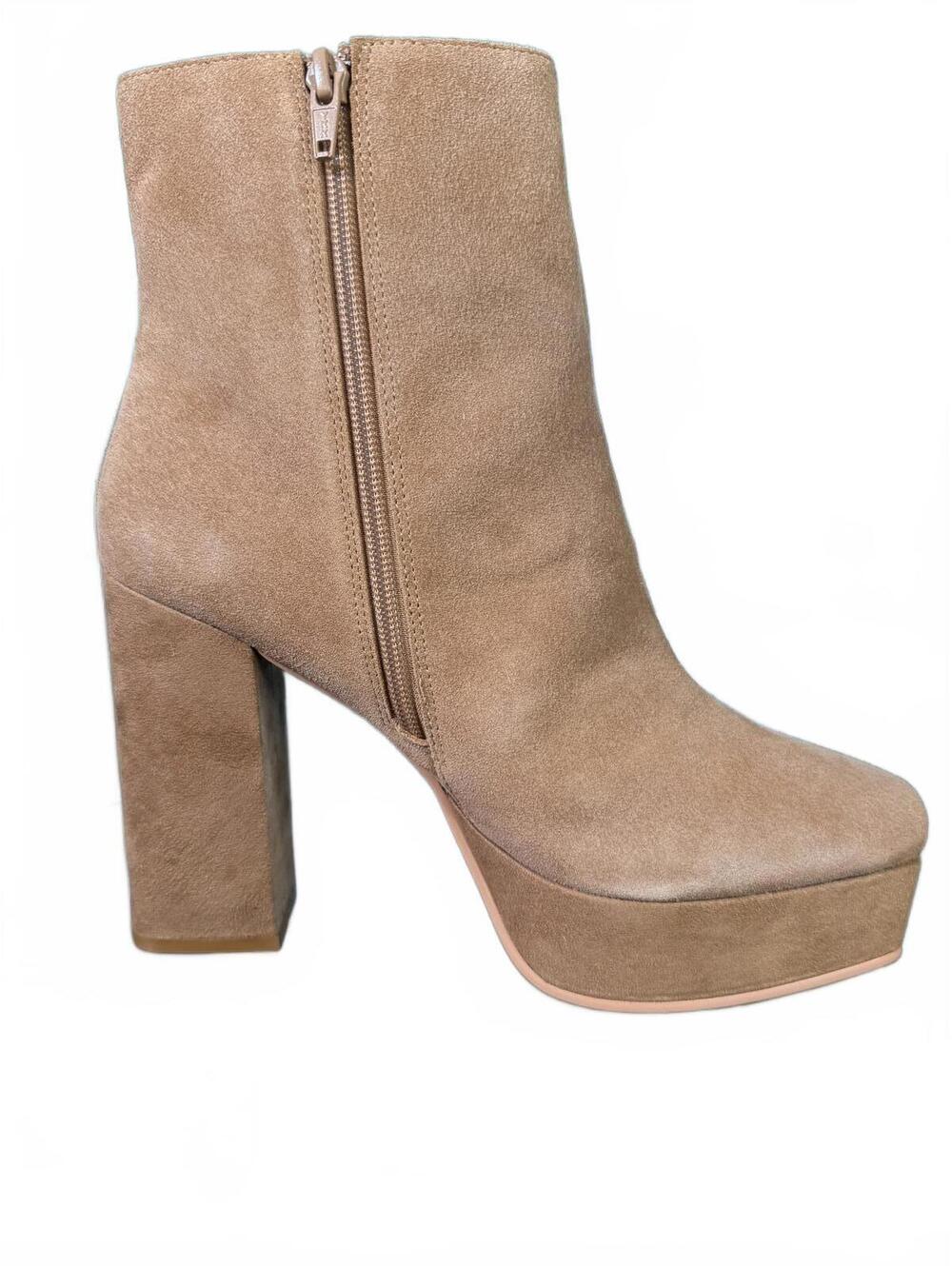 NWB Lisa Vicky Cognac Split Suede Heeled Boots 9.5 M - Picture 5 of 10